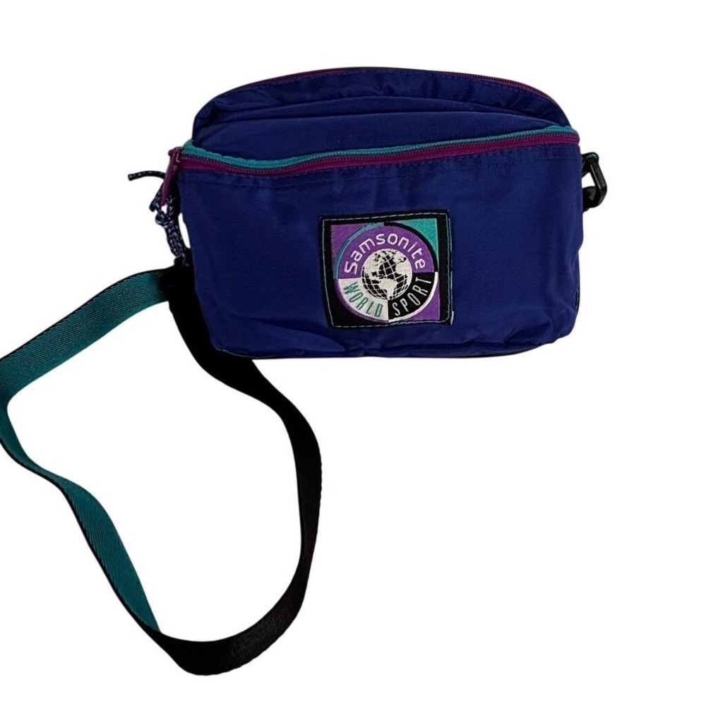 Samsonite World Sport Vintage 90s Purple Teal Crossbody Bag Model 30
